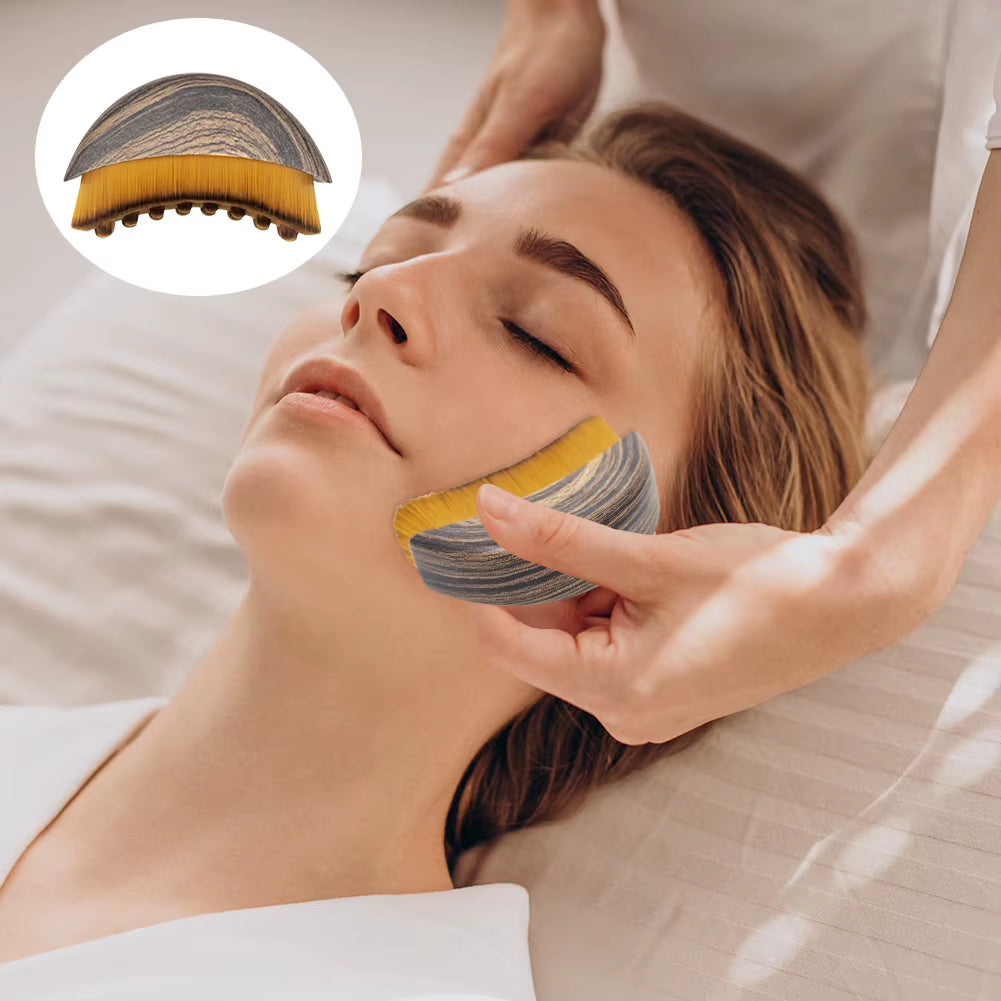 Dry Brushing Face Brush Portable Facial Lymphatic Massage Brush Soft Bristles Contoured Face Sculpting Tool for Home & Spa Use